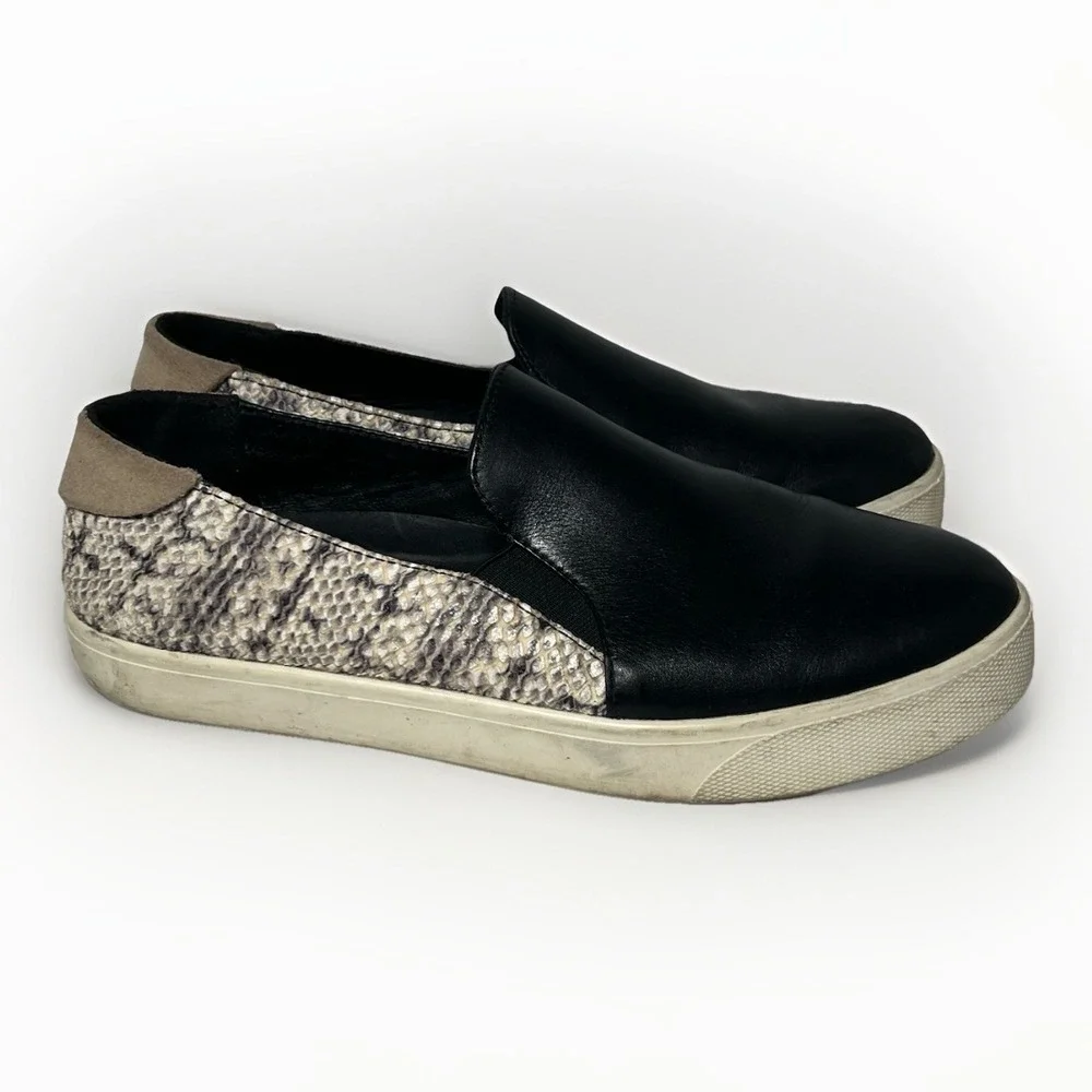 Cole Haan Grandpro W15434 Womens 8.5 B Black Leather & Snakeskin Slip-On Loafers